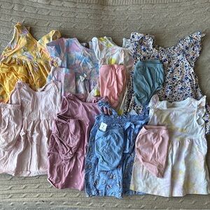 EUC Carter’s 8pc Baby Girl Dress + Bloomer Bundle, Pastels, 18 Months